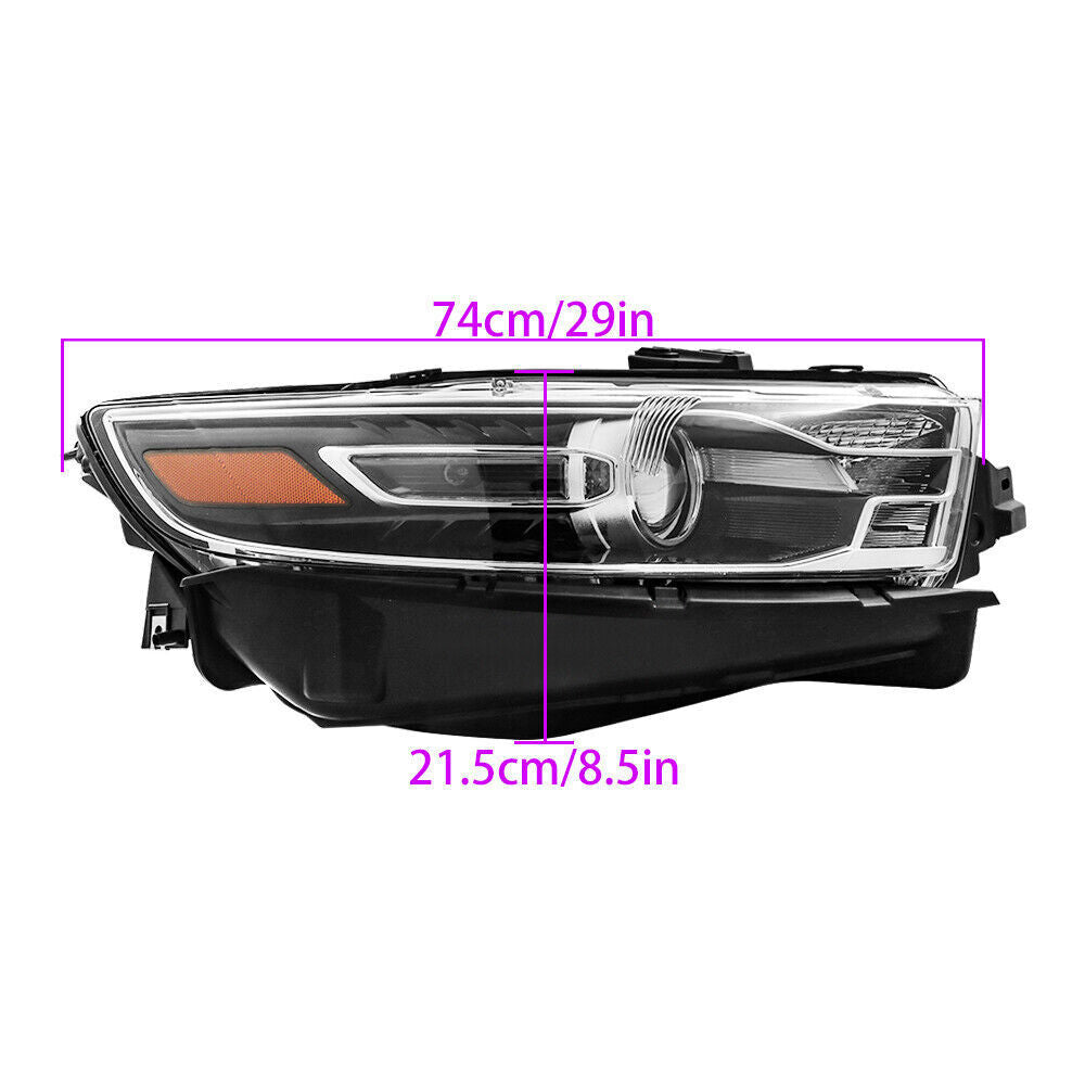 Right Projector Headlight For 2016-2019 Ford Taurus Halogen W/Black Trim