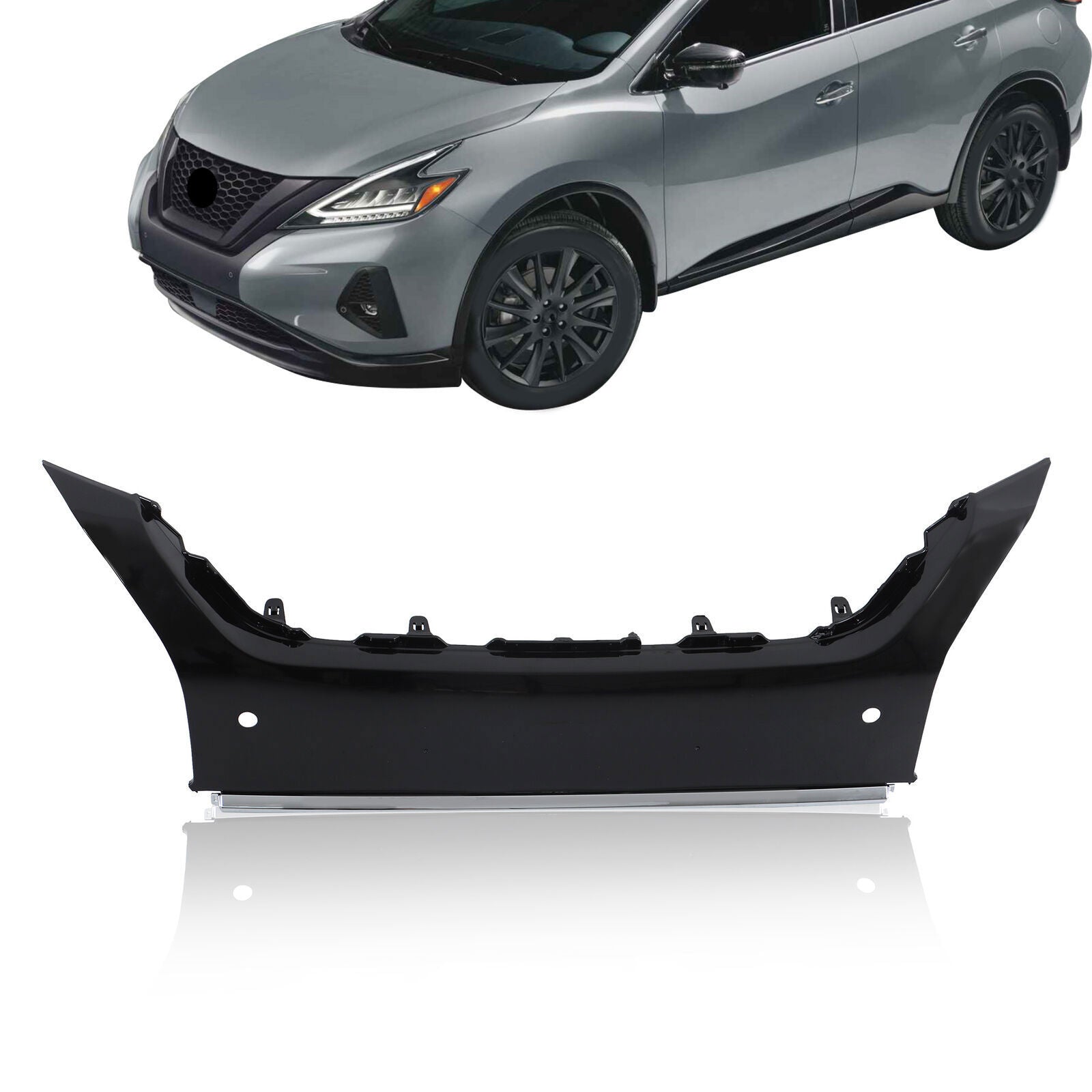 Front Bumper Face Bar Trim Molding Black For 2019-2024 Nissan Murano
