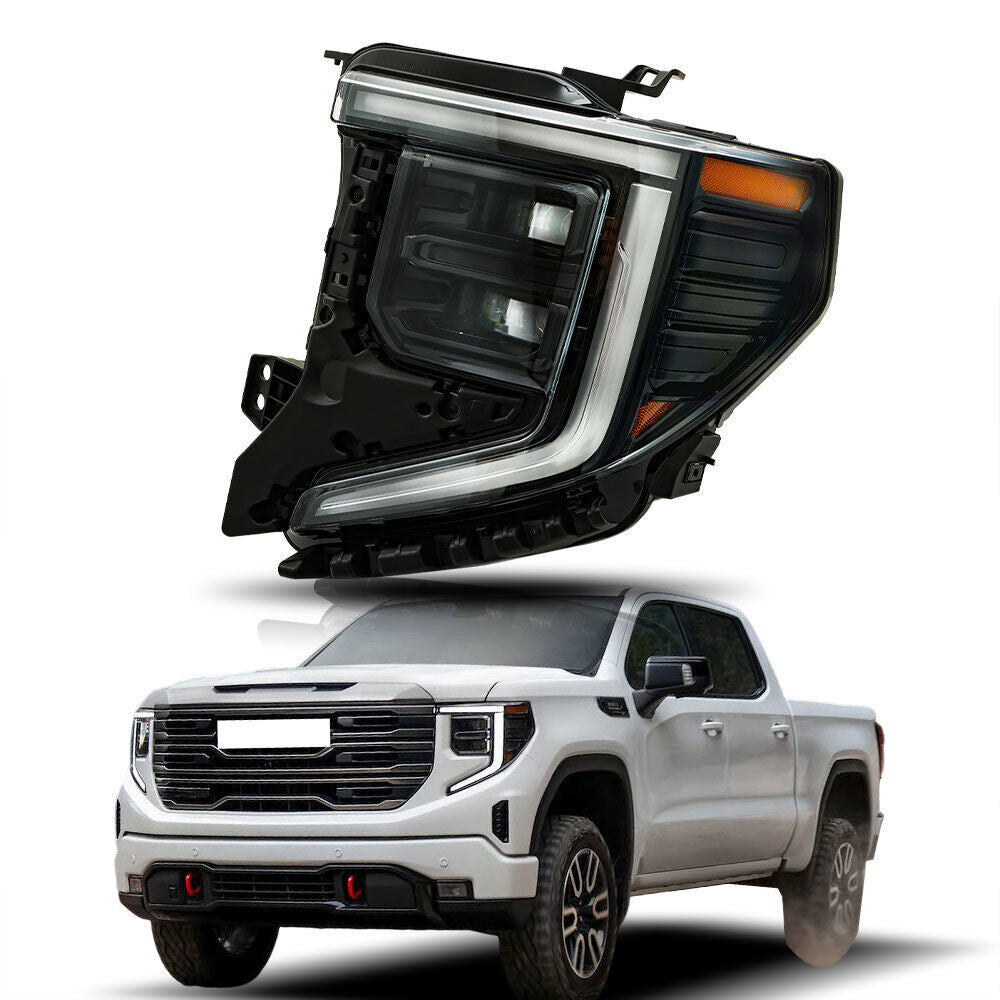 Left Headlight For 2022-2024 GMC Sierra 1500 Elevation/Pro/SLE LED Black