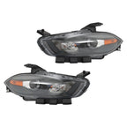 Left+Right Headlight For 2013-2016 Dodge Dart Halogen Projector Black