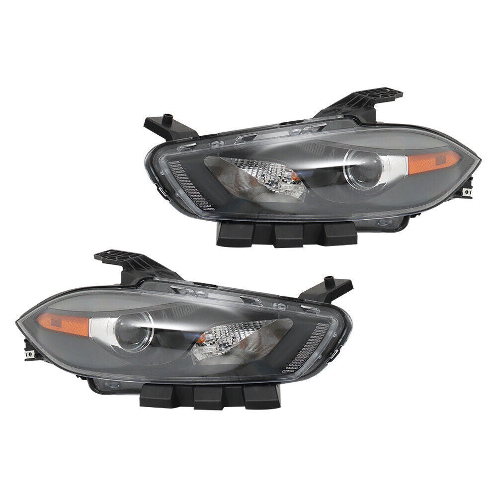 Left+Right Headlight For 2013-2016 Dodge Dart Halogen Projector Black