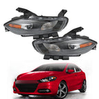 Left+Right Headlight For 2013-2016 Dodge Dart Halogen Projector Black