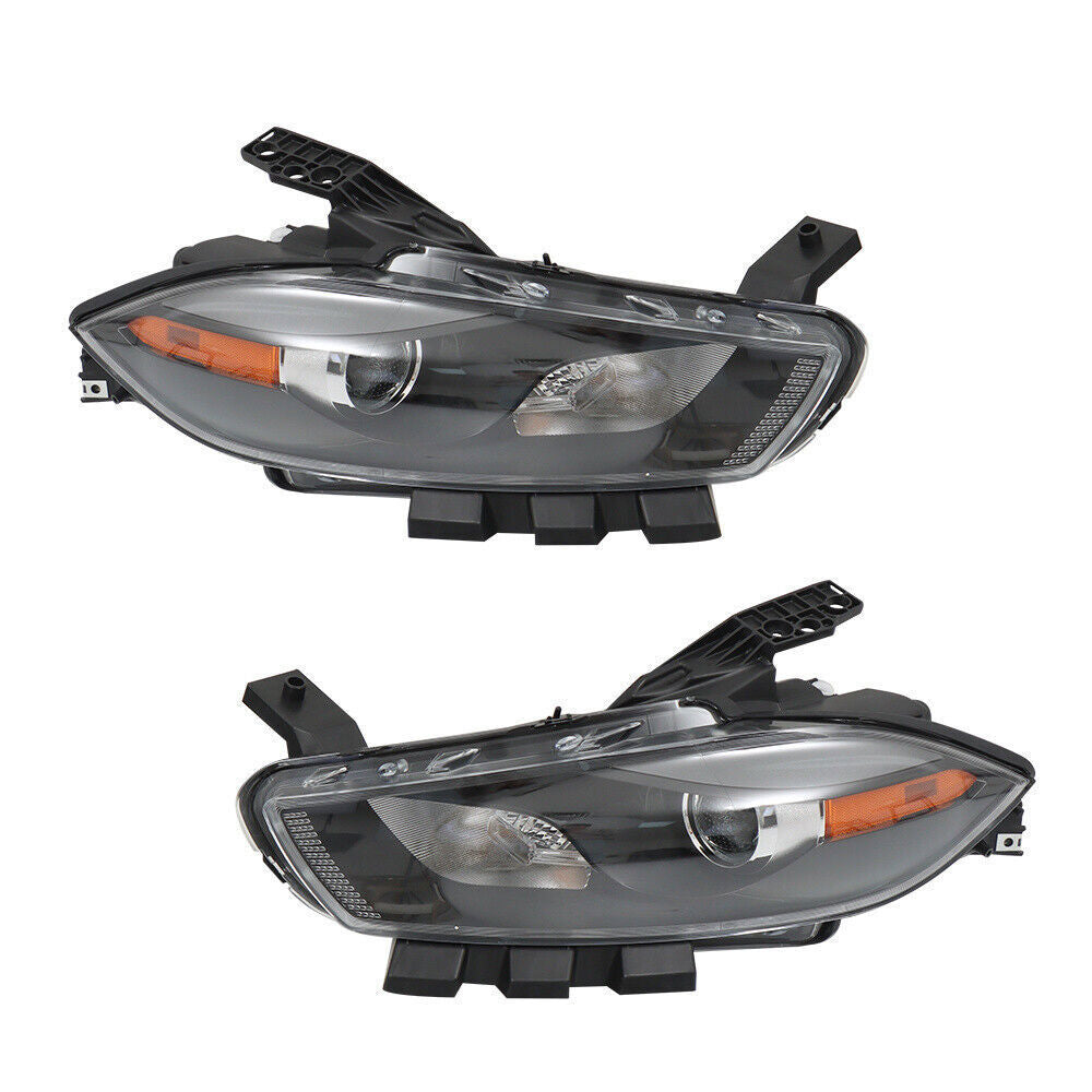 Left+Right Headlight For 2013-2016 Dodge Dart Halogen Projector Black