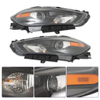Left+Right Headlight For 2013-2016 Dodge Dart Halogen Projector Black