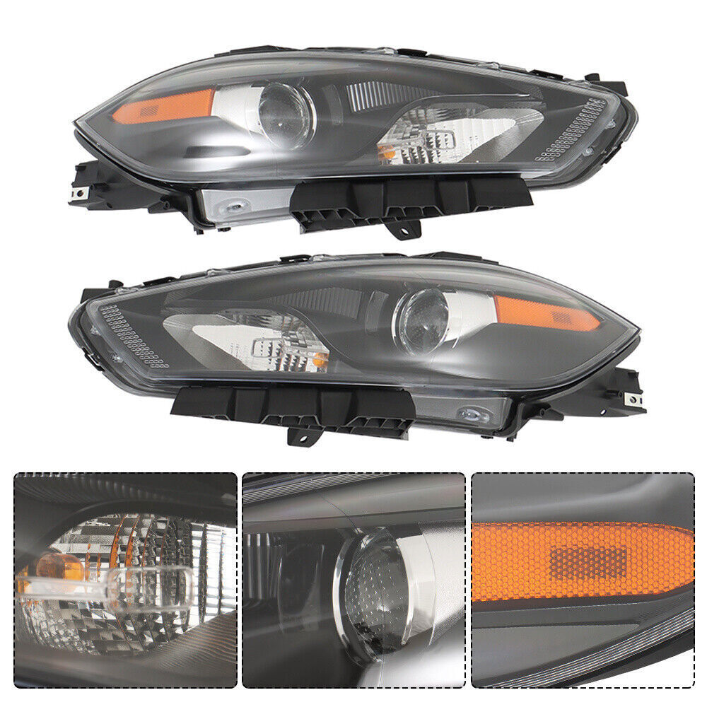 Left+Right Headlight For 2013-2016 Dodge Dart Halogen Projector Black