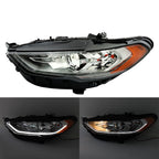 Left Headlight For 2017 2018 2019 Ford Fusion Chrome Housing w/ LED DRL