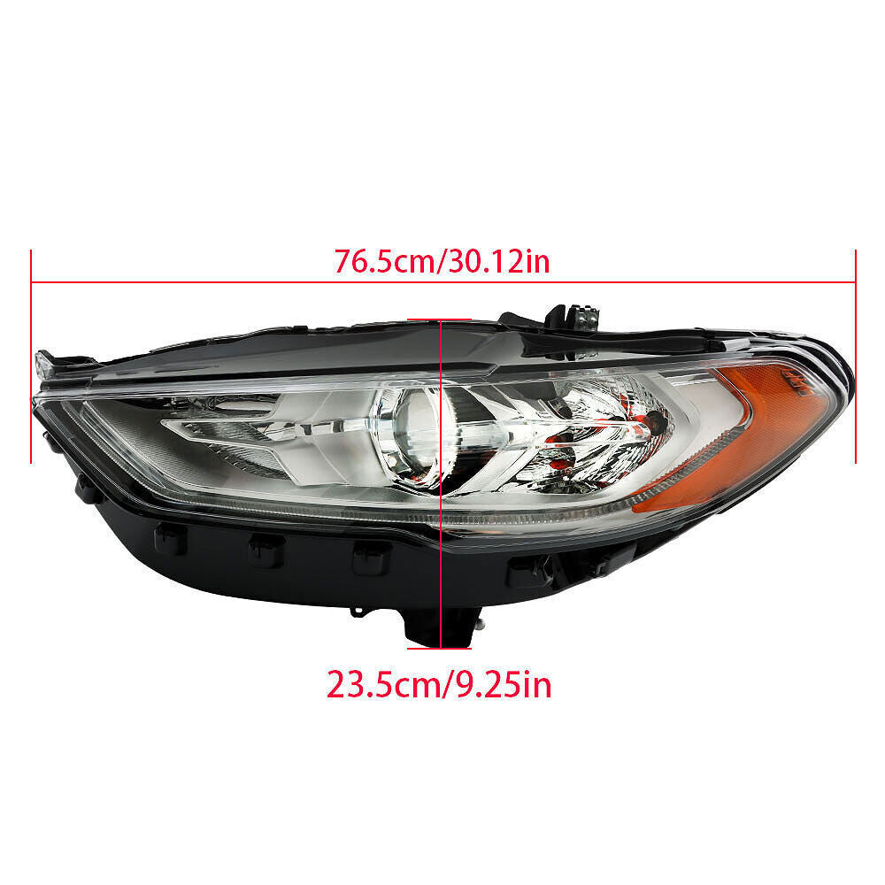 Left Headlight For 2017 2018 2019 Ford Fusion Chrome Housing w/ LED DRL