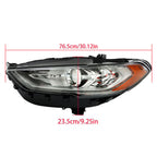 Left Headlight For 2017 2018 2019 Ford Fusion Chrome Housing w/ LED DRL