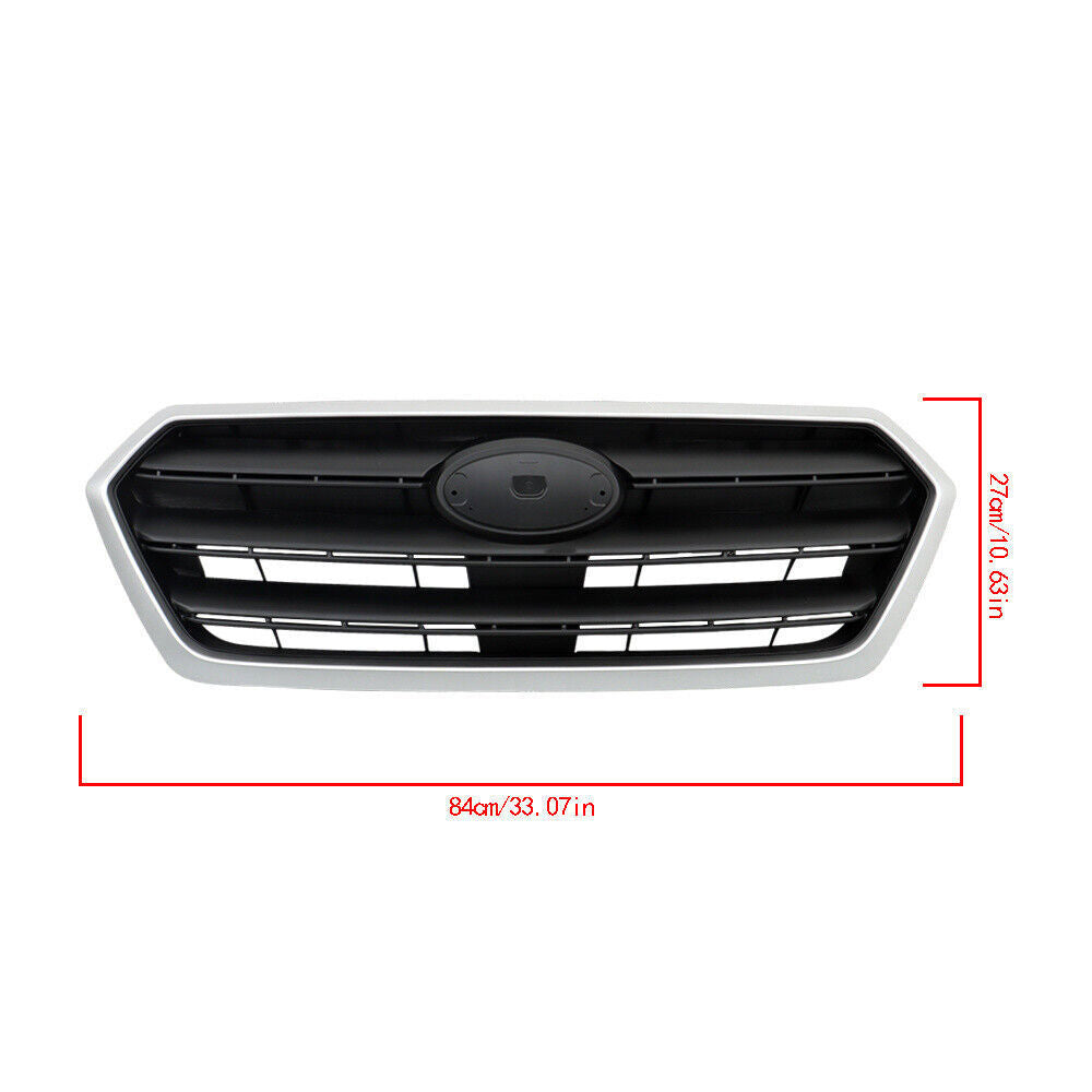 Front Upper Grille For Subaru Legacy 2015-2017  Silver Shell+Gray Insert