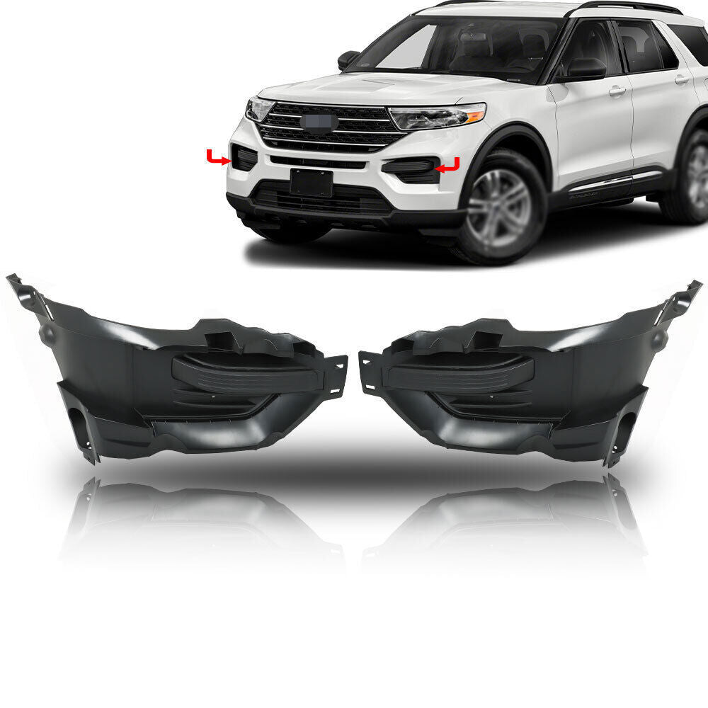 Left+Right Side Fog Light Cover Trims For 2020-2022 Ford Explorer Black