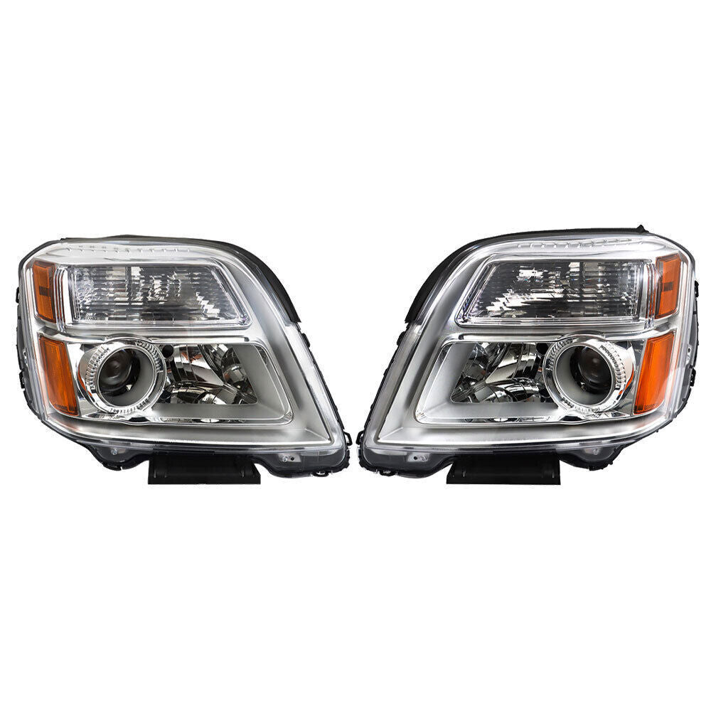 Left&Right Headlight For 2010-2015 GMC Terrain SL/SLT/SLE Chrome Halogen
