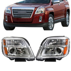 Left&Right Headlight For 2010-2015 GMC Terrain SL/SLT/SLE Chrome Halogen