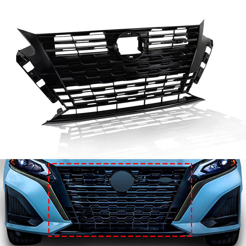 Front Bumper Upper Grille For Nissan Altima SR 2023 2024 Plastic Black
