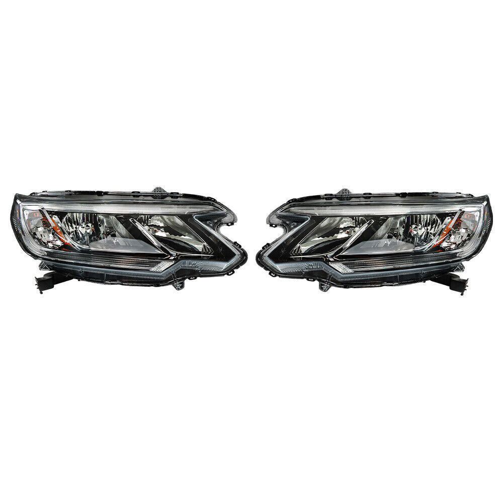 Right&Left Side Headlights For 2015-2016 Honda CR-V Clear Halogen W/DRL