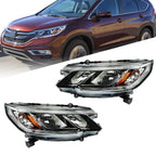 Right&Left Side Headlights For 2015-2016 Honda CR-V Clear Halogen W/DRL
