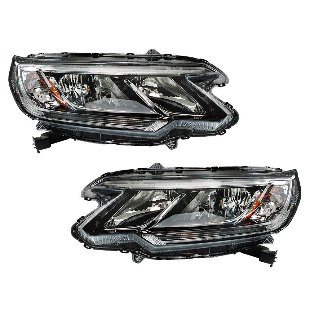 Right&Left Side Headlights For 2015-2016 Honda CR-V Clear Halogen W/DRL