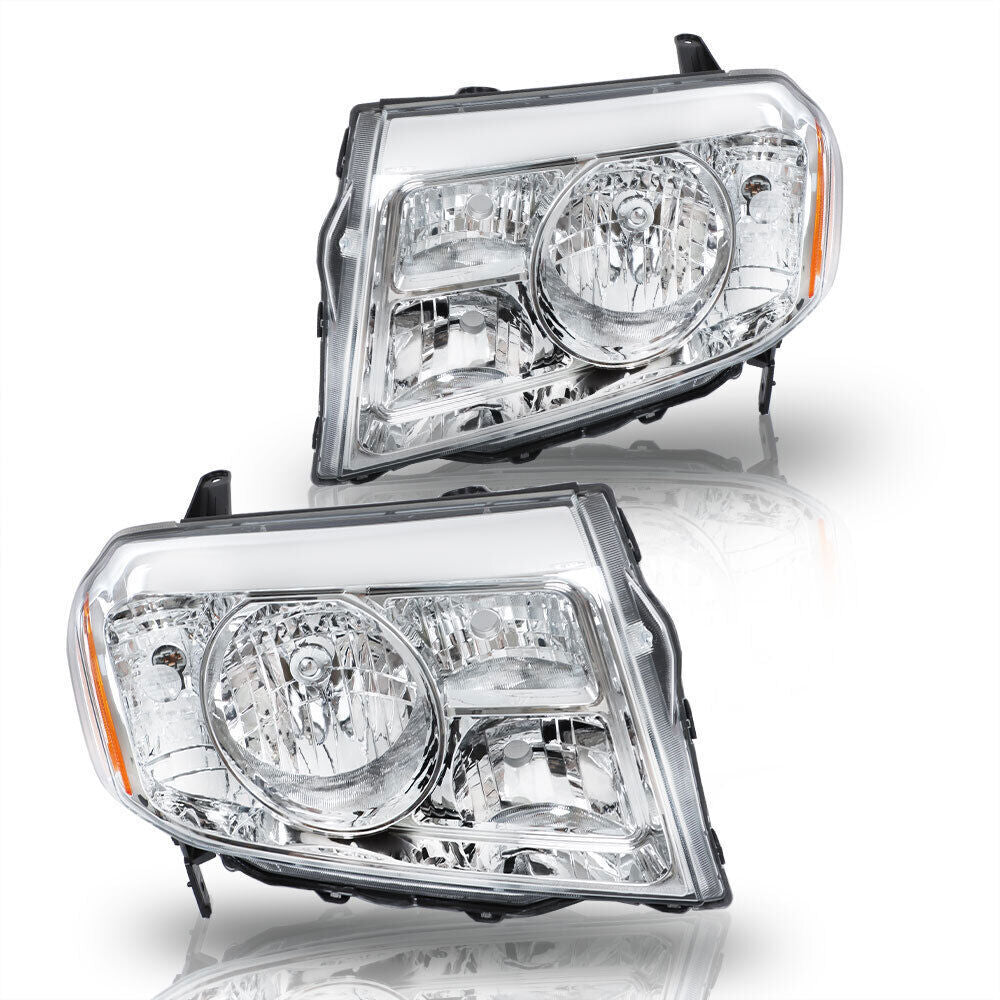 Left+Right Halogen Headlights Assembly For 2009-2011 Honda Pilot Chrome