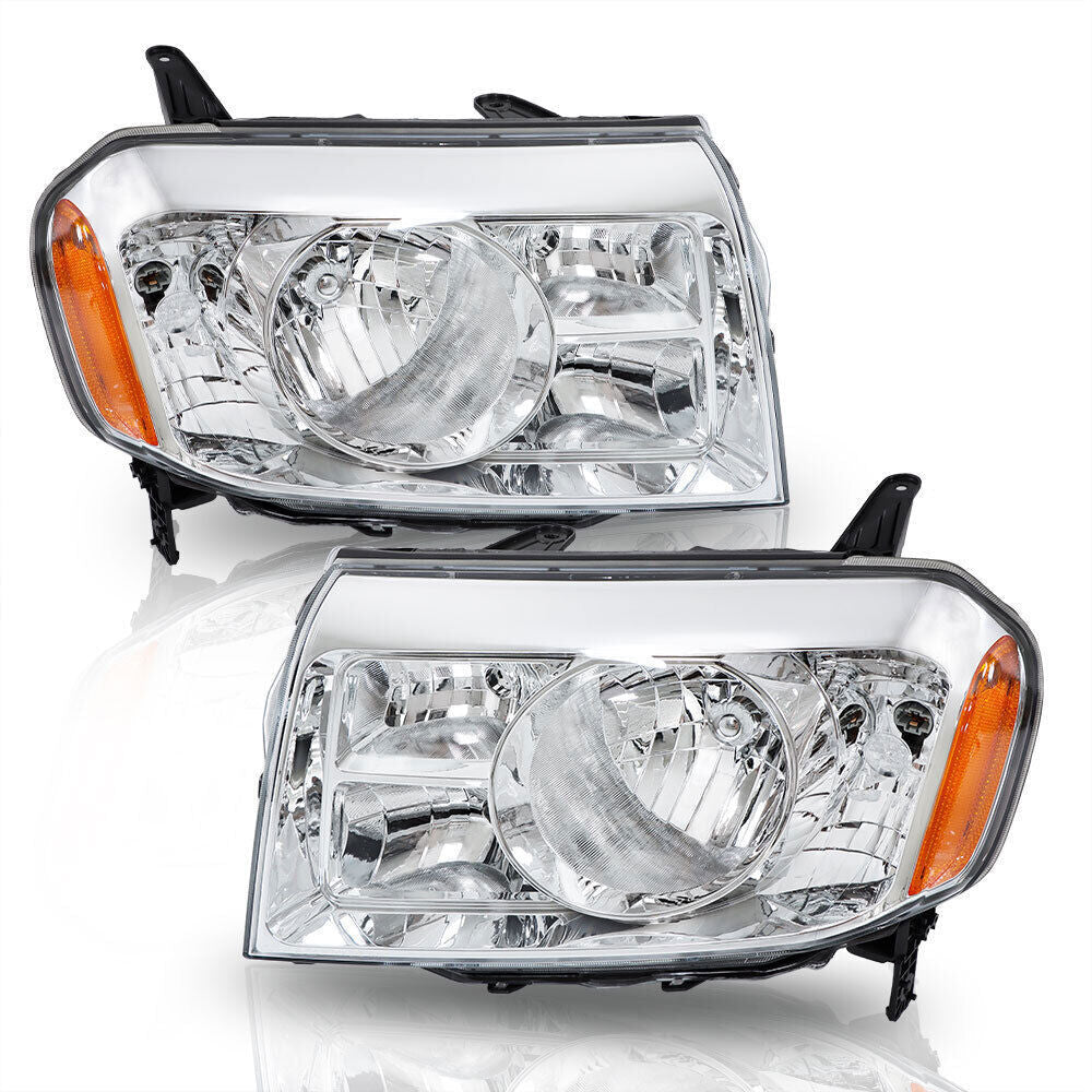 Left+Right Halogen Headlights Assembly For 2009-2011 Honda Pilot Chrome