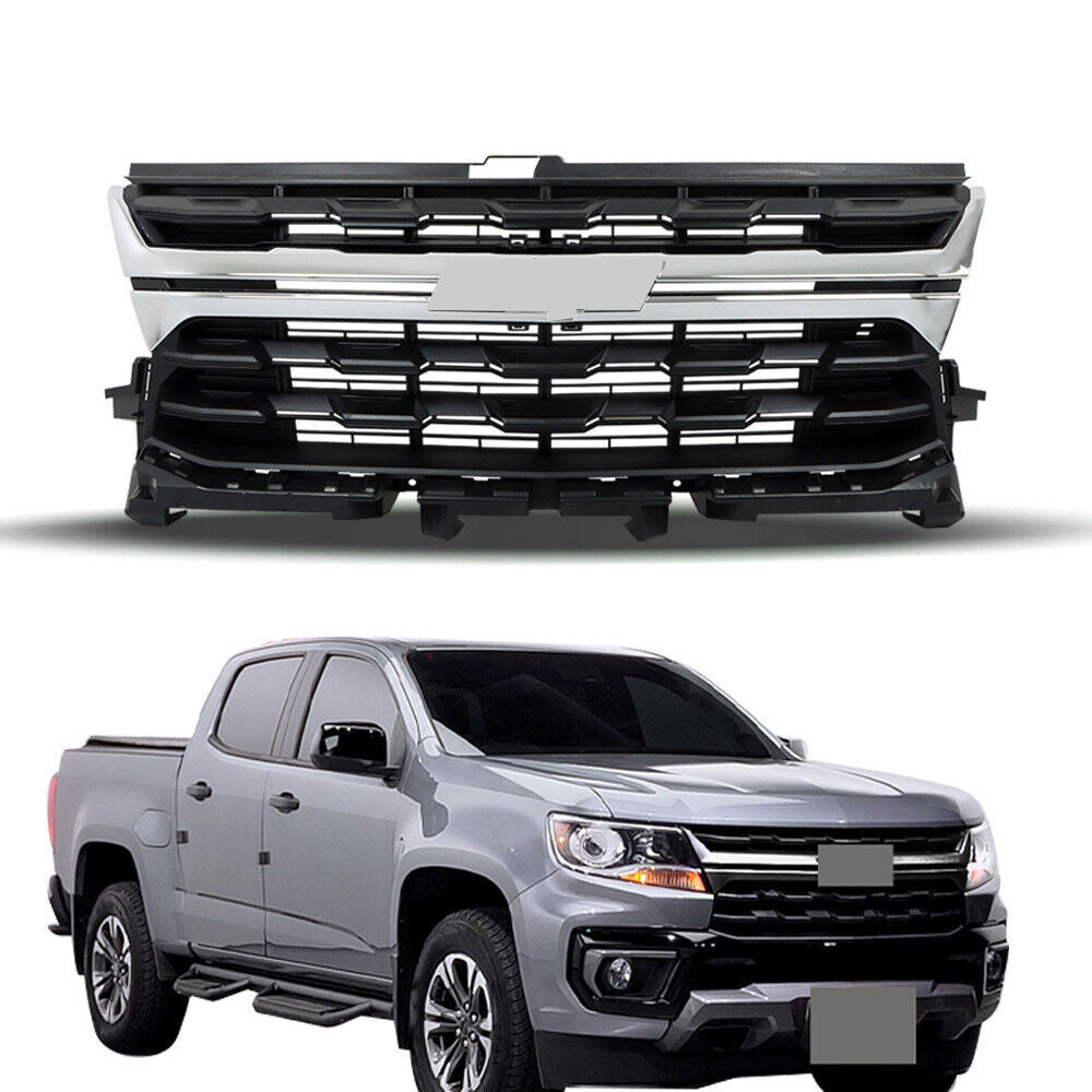 Front Upper Grille With Chrome Trim For 2021-2022 Chevrolet Colorado