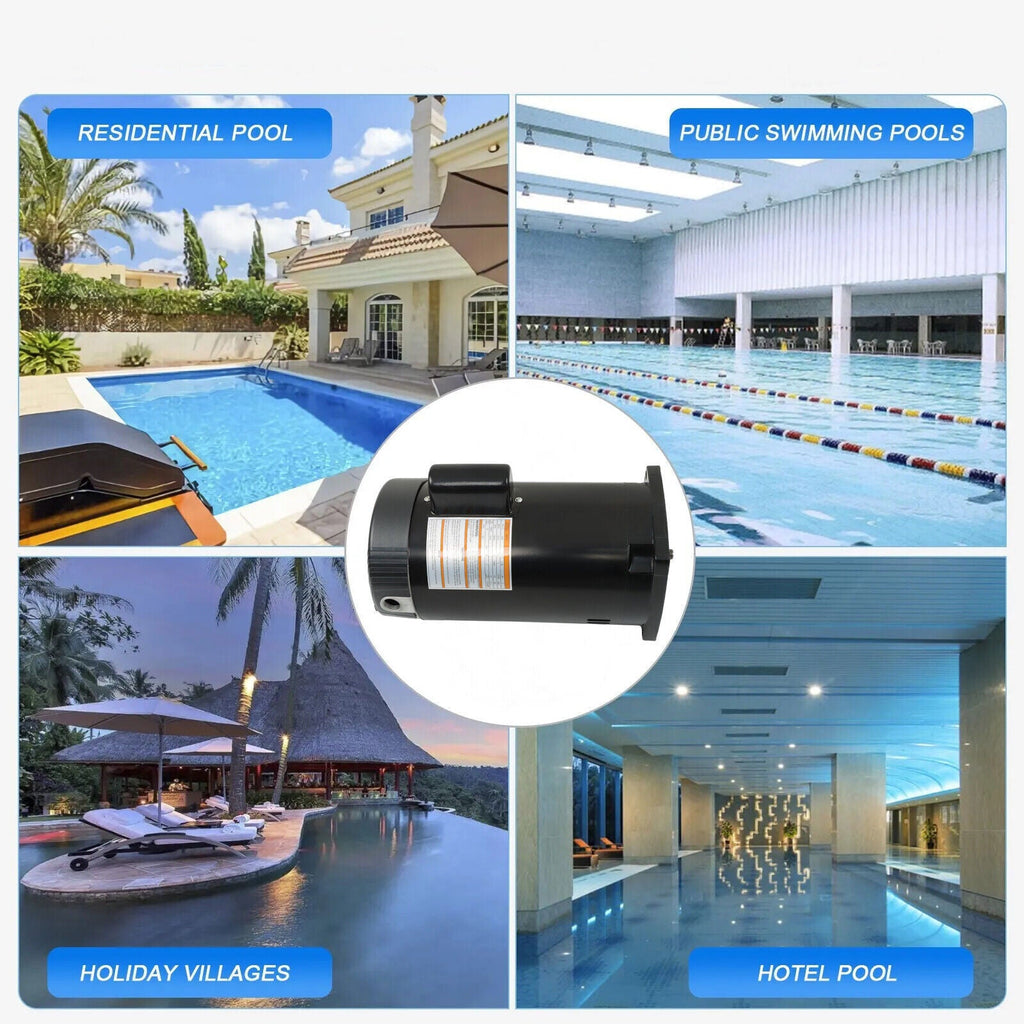 2HP Square Flange Pool Pump Motor 230V B2855 Threaded Shaft Swimming Pool Pump