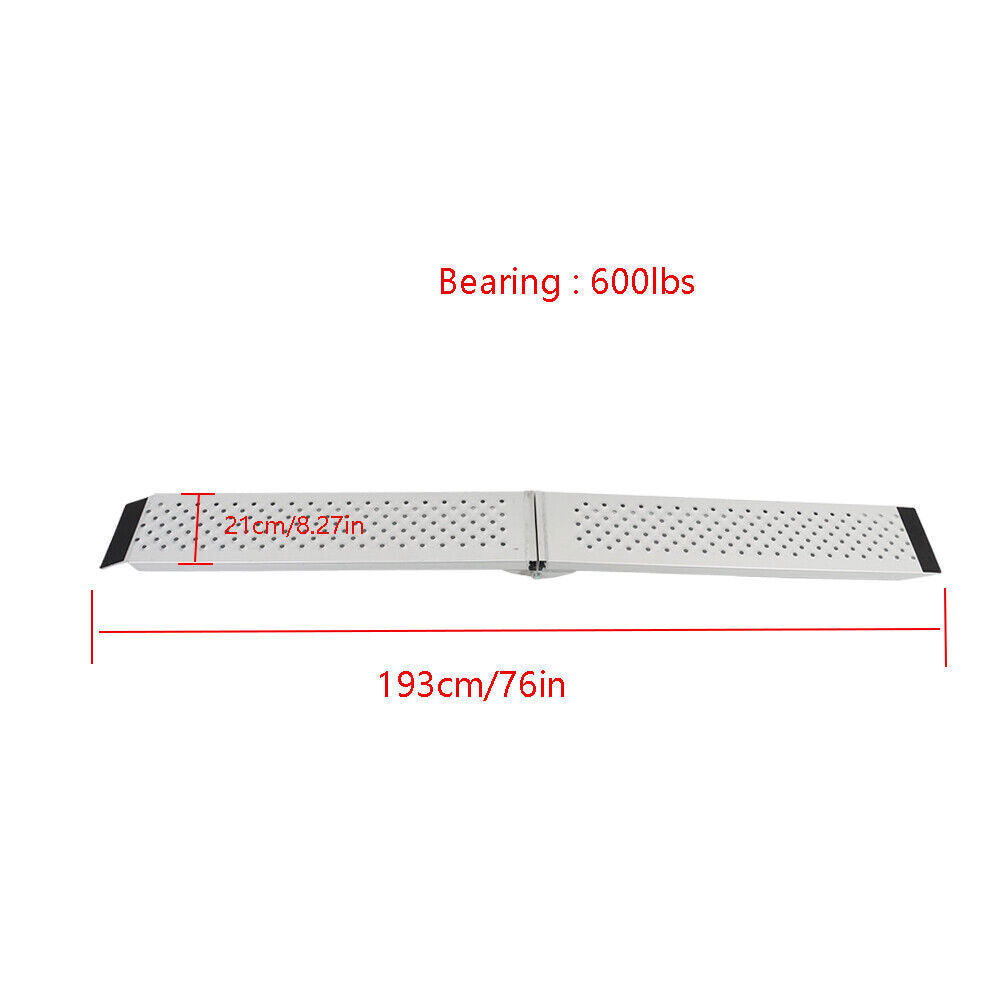 76"×8.3" Motorcycle Aluminum Folding Loading Ramp 600 lbs ATV UTV Tractors Quads