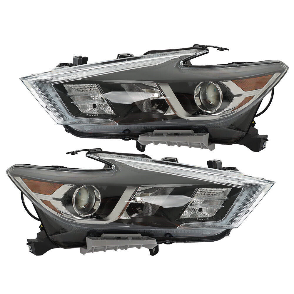 Right+Left Headlight For 2016-18 Nissan Maxima S SL SV Halogen w/LED DRL
