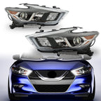 Right+Left Headlight For 2016-18 Nissan Maxima S SL SV Halogen w/LED DRL