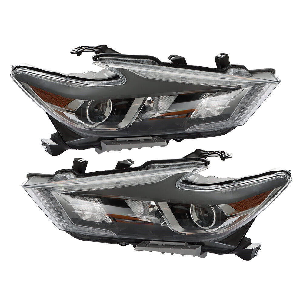 Right+Left Headlight For 2016-18 Nissan Maxima S SL SV Halogen w/LED DRL