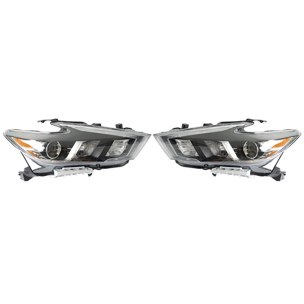Right+Left Headlight For 2016-18 Nissan Maxima S SL SV Halogen w/LED DRL
