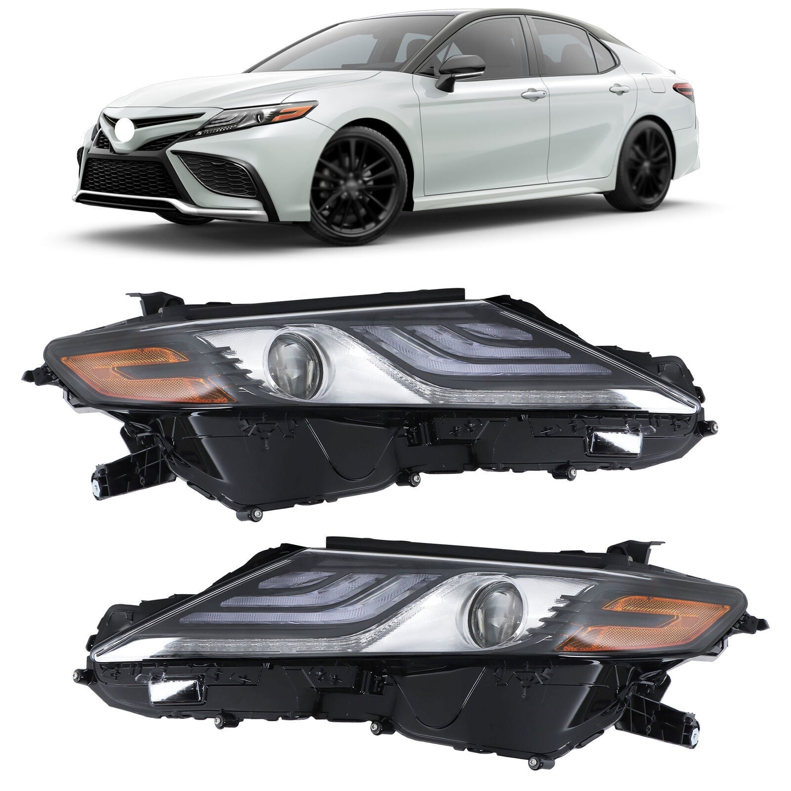 Left+Right Headlight For 2021 2022 Toyota Camry XSE XLE Full LED Black