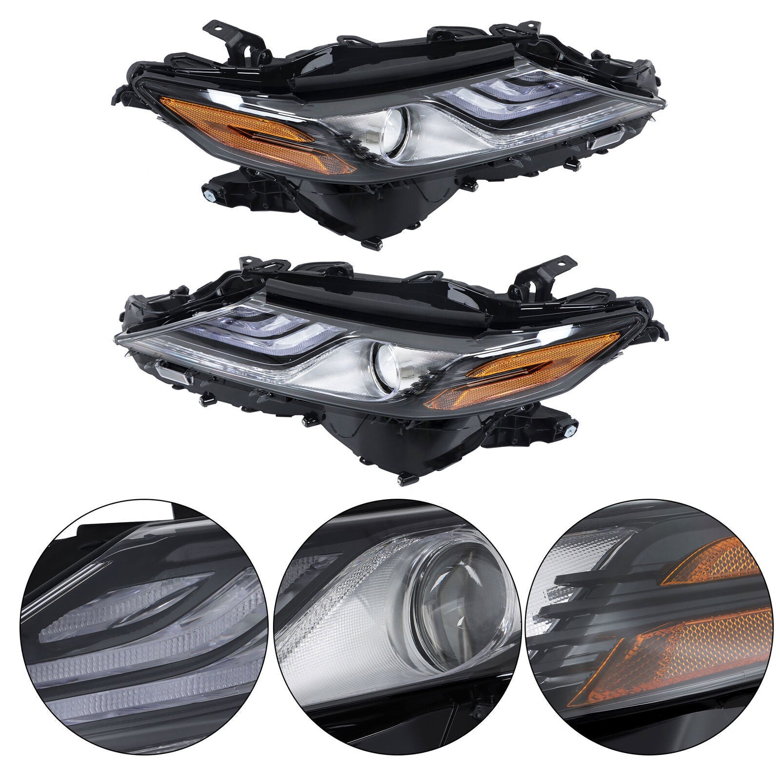 Left+Right Headlight For 2021 2022 Toyota Camry XSE XLE Full LED Black