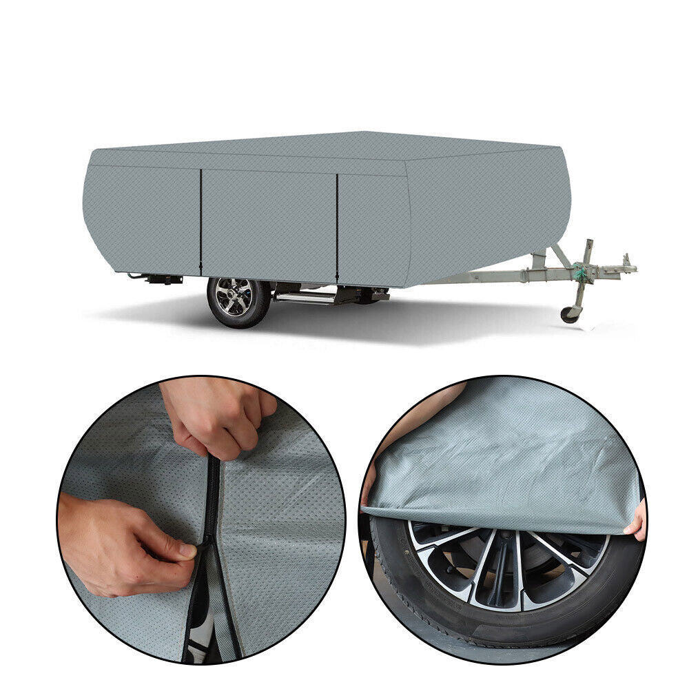 8-10 FT Trailers Waterproof RV Trailer Cover For Folding Pop Up Camper