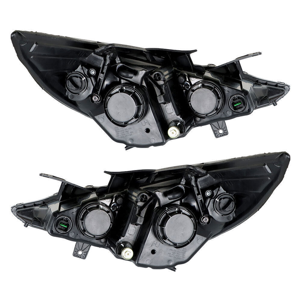 Right+Left Headlight For 2011-14 Sonata Halogen Black Housing Clear Lens