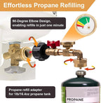 1lb to 20lb tank Propane Refill Elbow Adapter with Gauge + ON-Off Control Valve