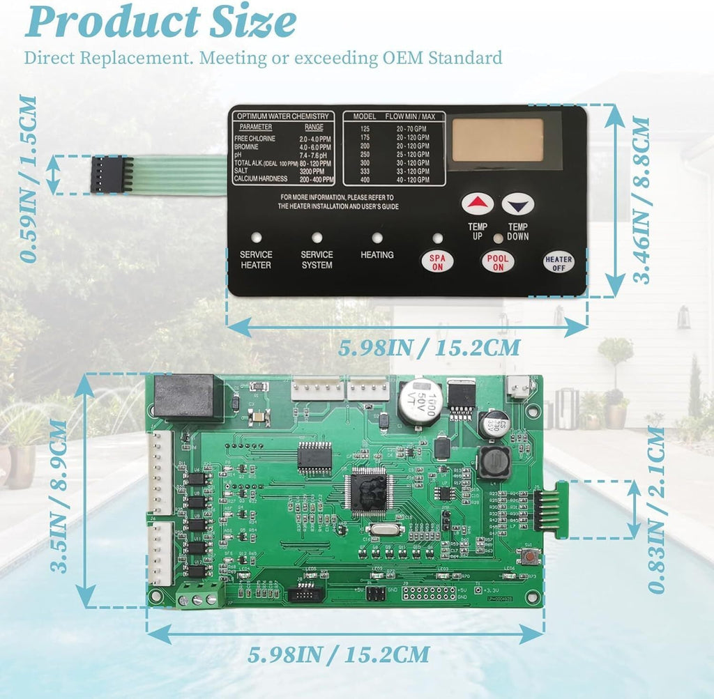 For Pentair Master Temp 400 42002-0007S Control Board Kit w/ 472610Z Switch Pad