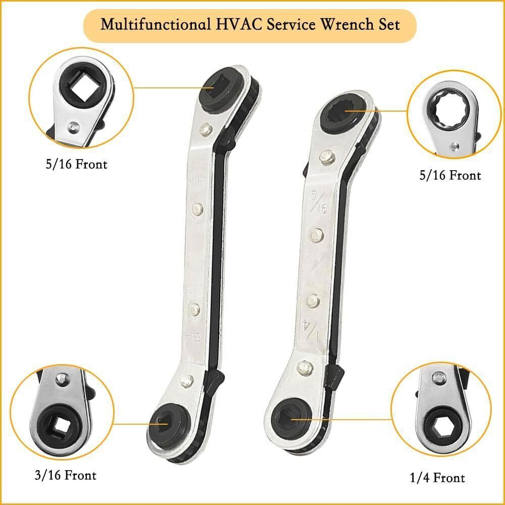 Wrench Tool AC Schrader Valve Core Remover Set 1/4 and 5/16 Port Installer