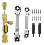 Valve Core Remover Installer Tool & HVAC Service Wrench with Hex Bit Adapter Kit