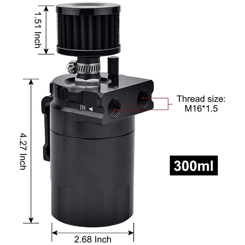 Universal Oil Catch Can Reservoir Tank Kit With Breather Filter + NBR Fuel Hose