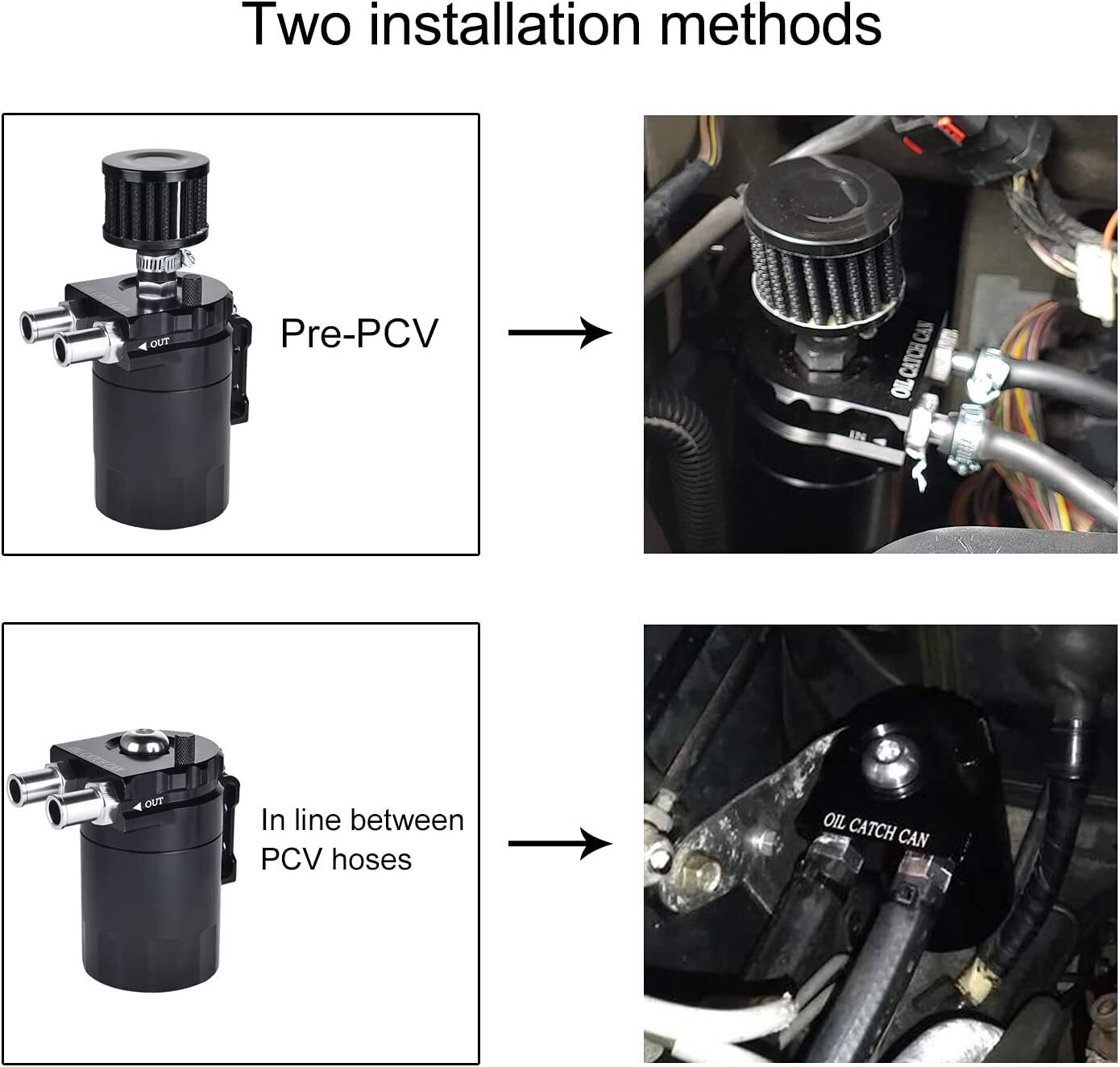 Universal Oil Catch Can Reservoir Tank Kit With Breather Filter + NBR Fuel Hose