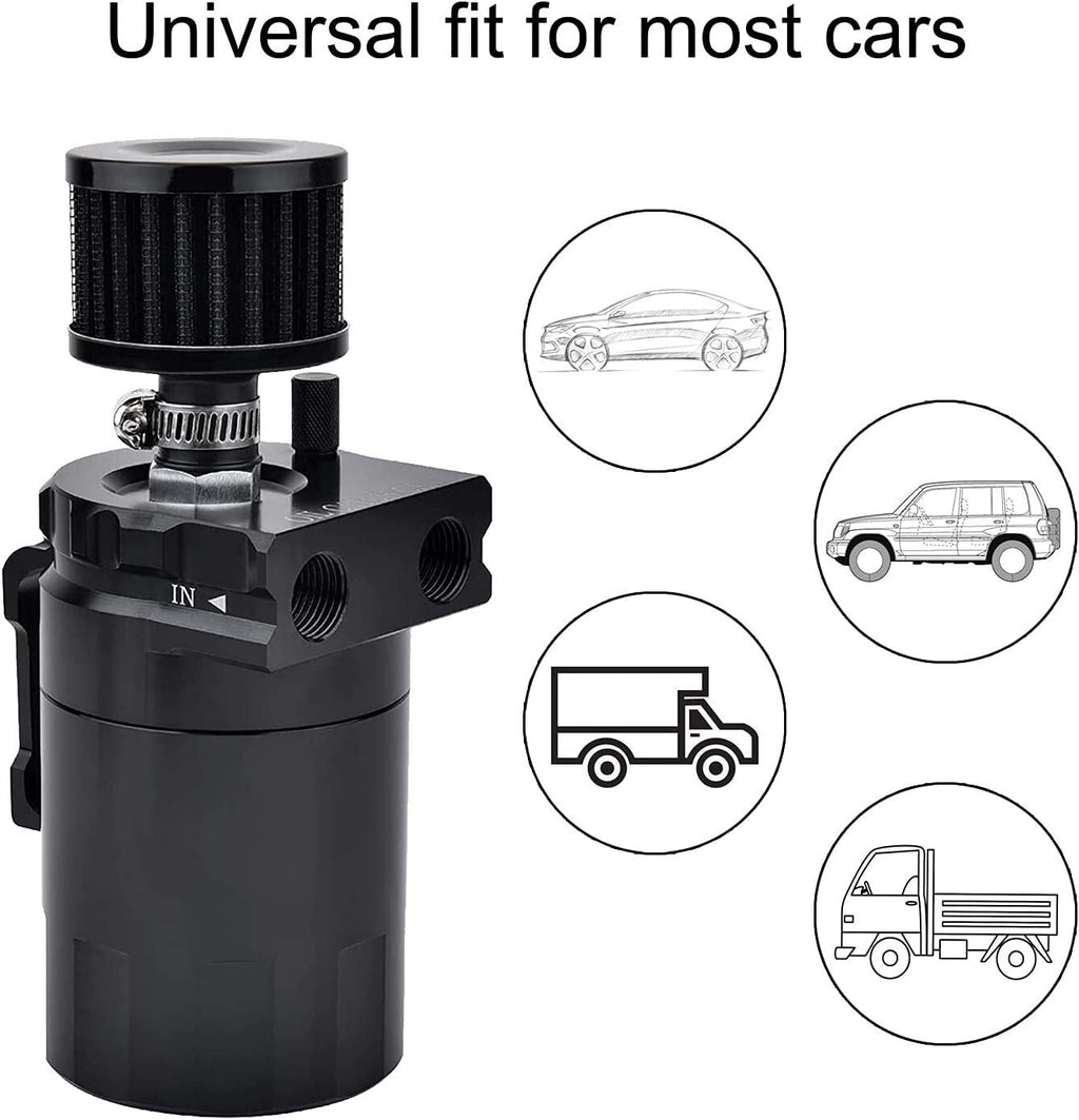 Universal Oil Catch Can Reservoir Tank Kit With Breather Filter + NBR Fuel Hose