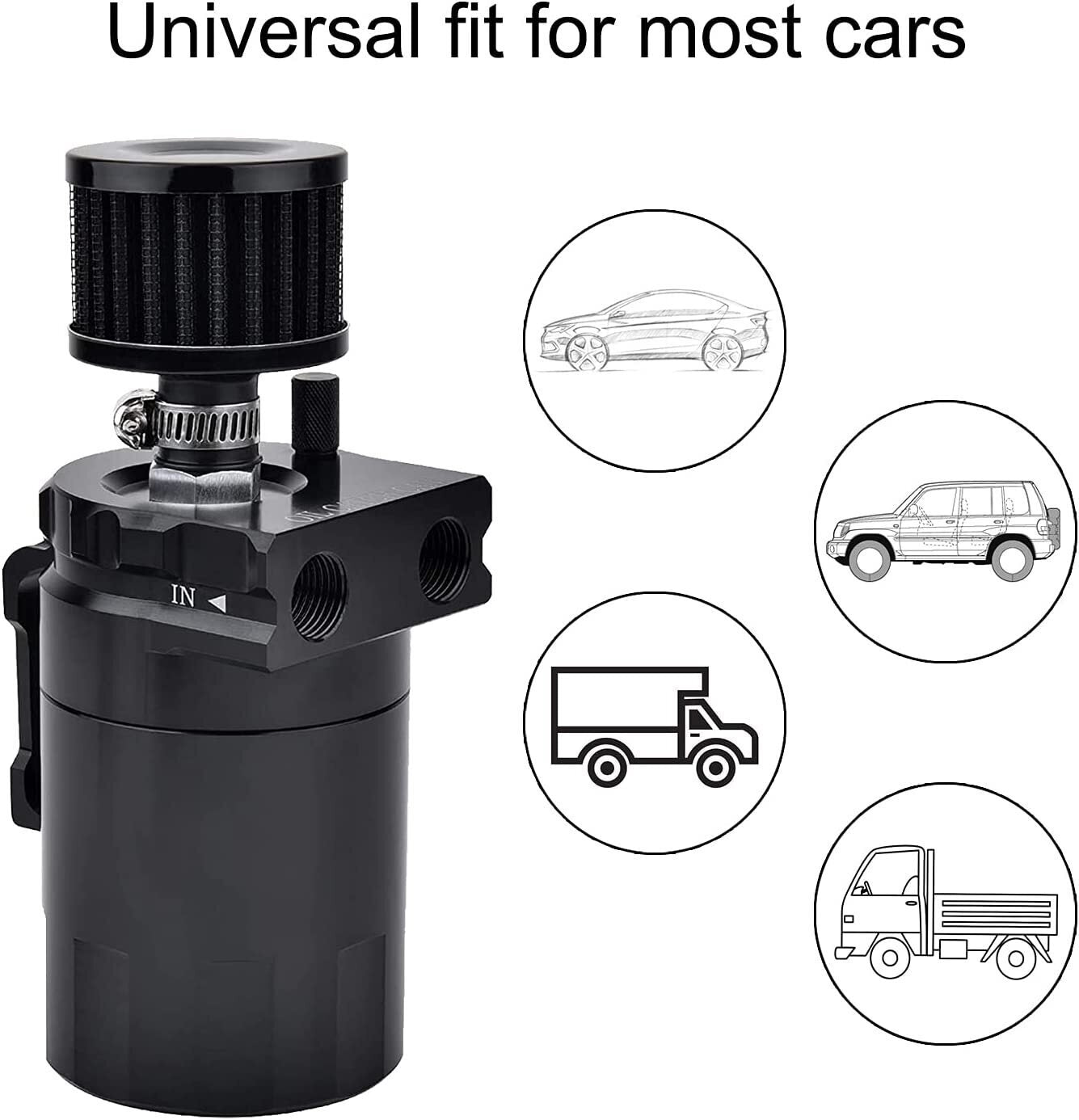 Universal Oil Catch Can Reservoir Tank Kit With Breather Filter + NBR Fuel Hose