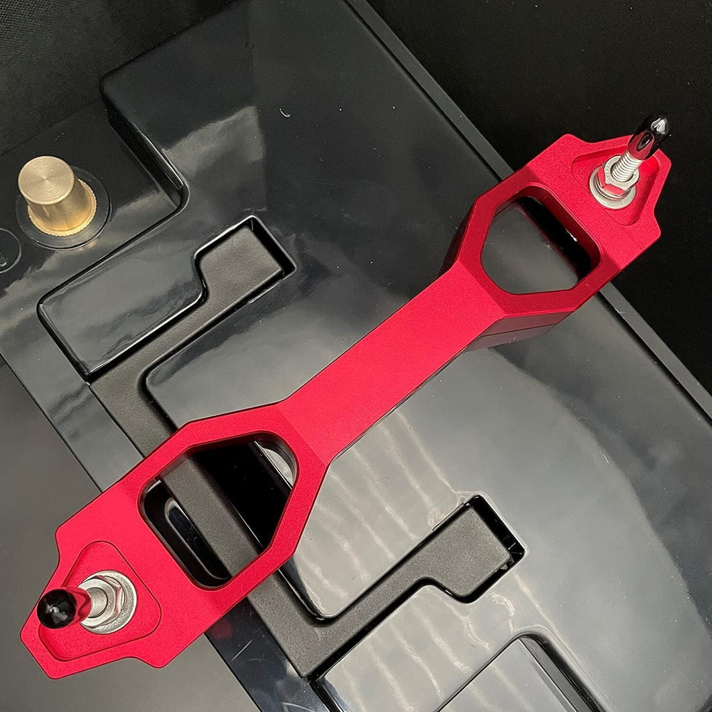 NEW BILLET ALUMINUM CAR BATTERY TIE DOWN MOUNT BRACKET BRACE BAR & J bolts