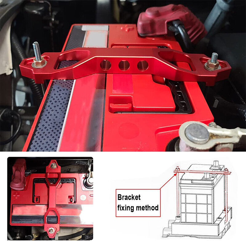 NEW BILLET ALUMINUM CAR BATTERY TIE DOWN MOUNT BRACKET BRACE BAR & J bolts