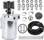 Universal Baffled Oil Catch Can Tank Kit with Breather Filter 3/8" NBR Fuel Line