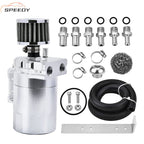 Universal Baffled Oil Catch Can Tank Kit with Breather Filter 3/8" NBR Fuel Line