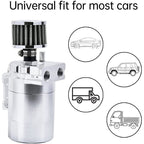 Universal Baffled Oil Catch Can Tank Kit with Breather Filter 3/8" NBR Fuel Line