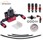 Universal Fuel Pressure Regulator Kit 100psi Gage AN6 ORB Fitting Connectors