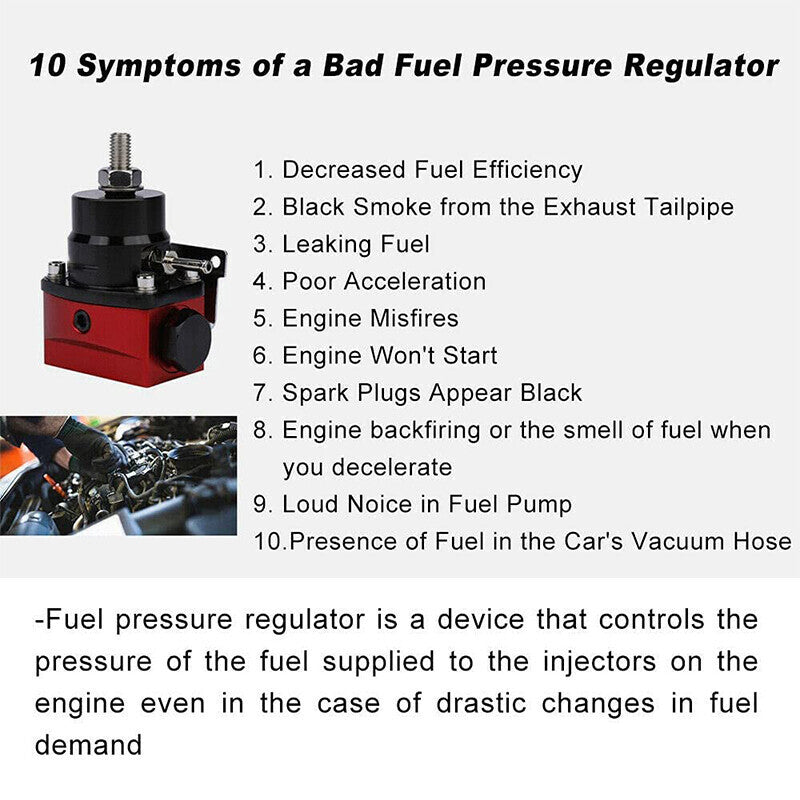 Universal Fuel Pressure Regulator Kit 100psi Gage AN6 ORB Fitting Connectors