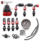 Universal Fuel Pressure Regulator Kit 100psi Gage AN6 ORB Fitting Connectors