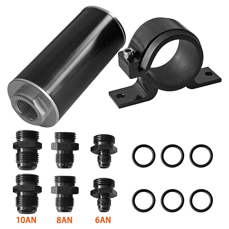 AN6 AN8 AN10 Inline Fuel Filter with Bracket Cleanable 30 Micron Universal